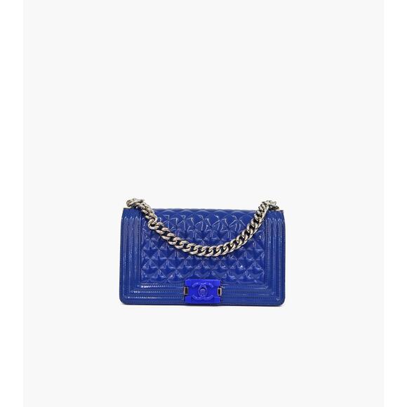 CHANEL Medium Blue Patent Boy Bag C-A23452 - Picture 1 of 10